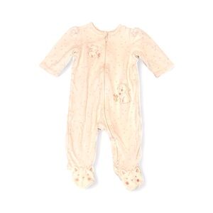 EUC Little Me Soft Pink Baby Zip Up Footie - Kitty Decals (6 months)